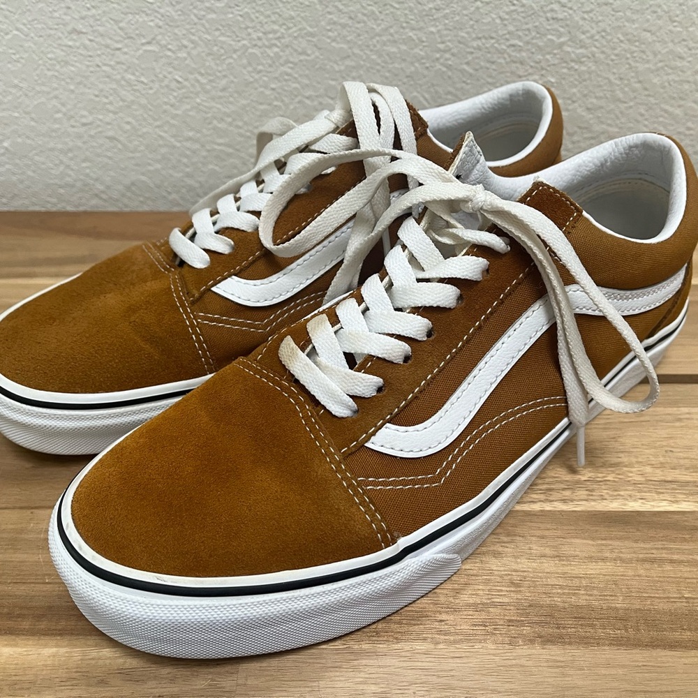 Vans Old Skool in Golden Brown Suede finish.  Size 10.